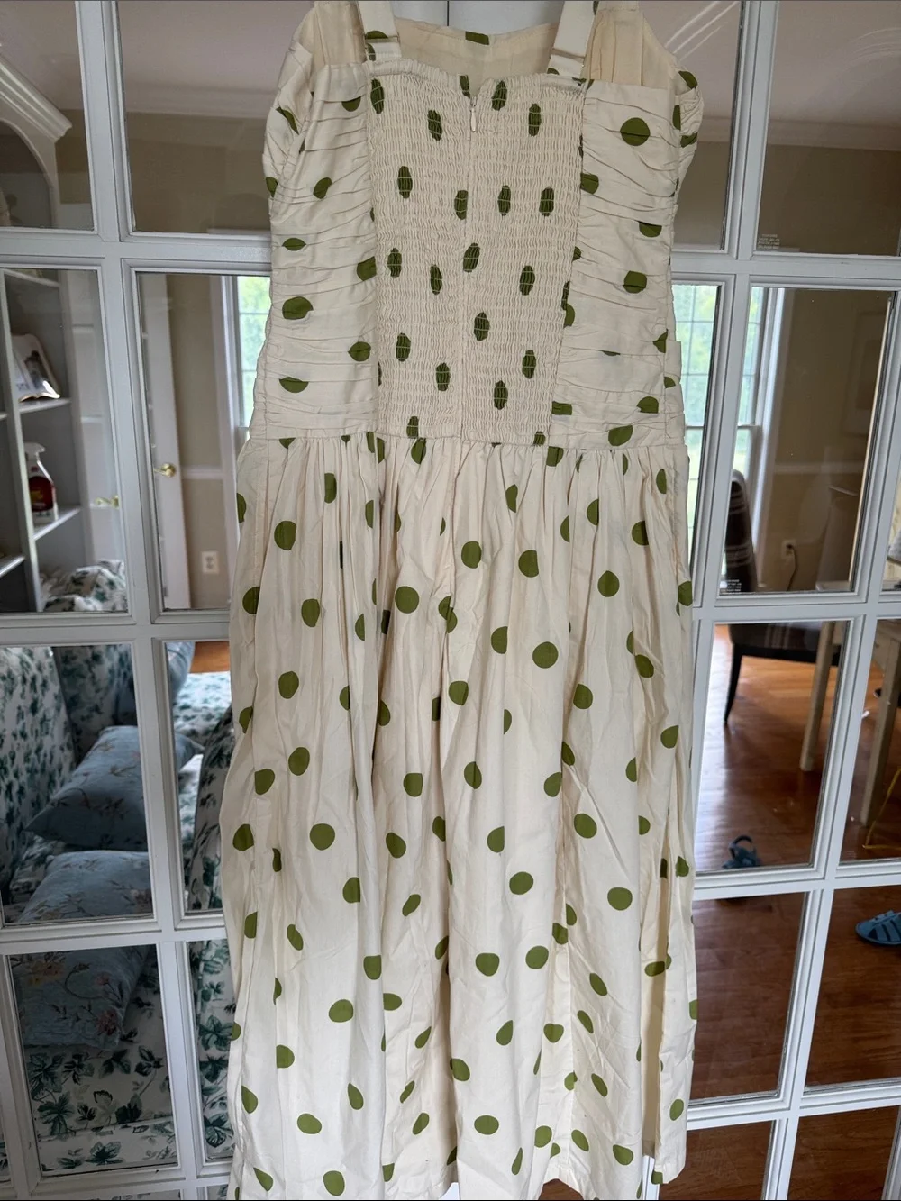Abercrombie & Fitch Cream Sundress with Green Polka Dots